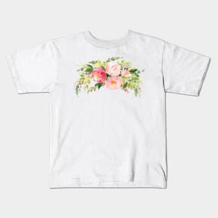 DELICATE ROSE BOUQUET WATERCOLOR ART Kids T-Shirt